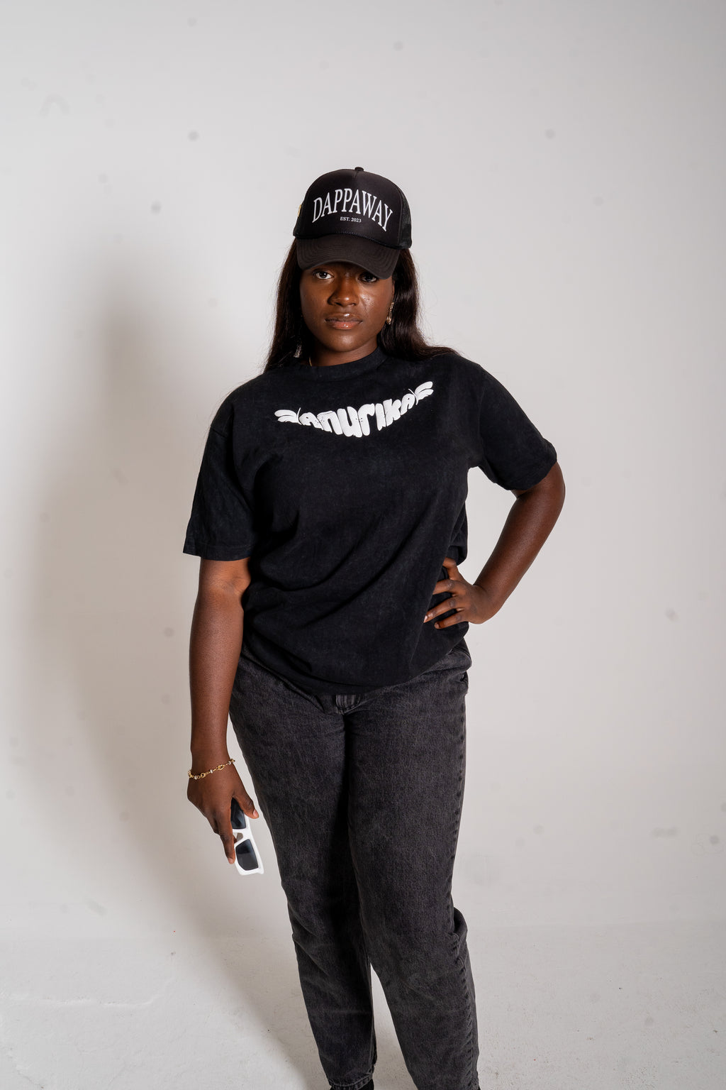 Anurika Standard  Short Sleeve T-Shirt Black Acid Wash