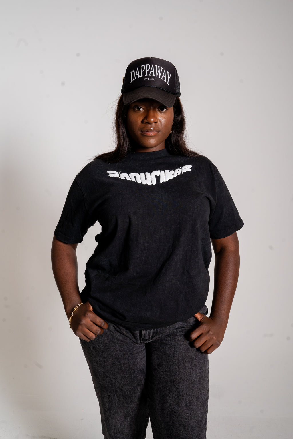 Anurika Standard  Short Sleeve T-Shirt Black Acid Wash