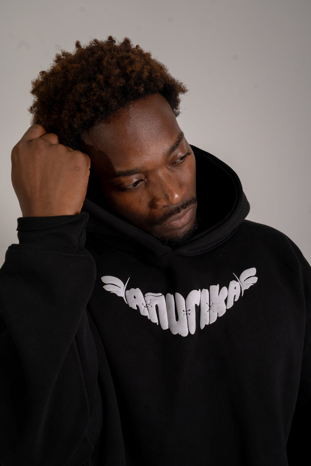 Men's Box Crop Black Hoodie
